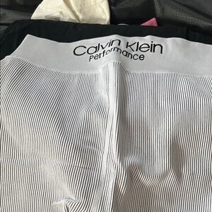 Calvin Klein Performance Black and White Striped Leggings